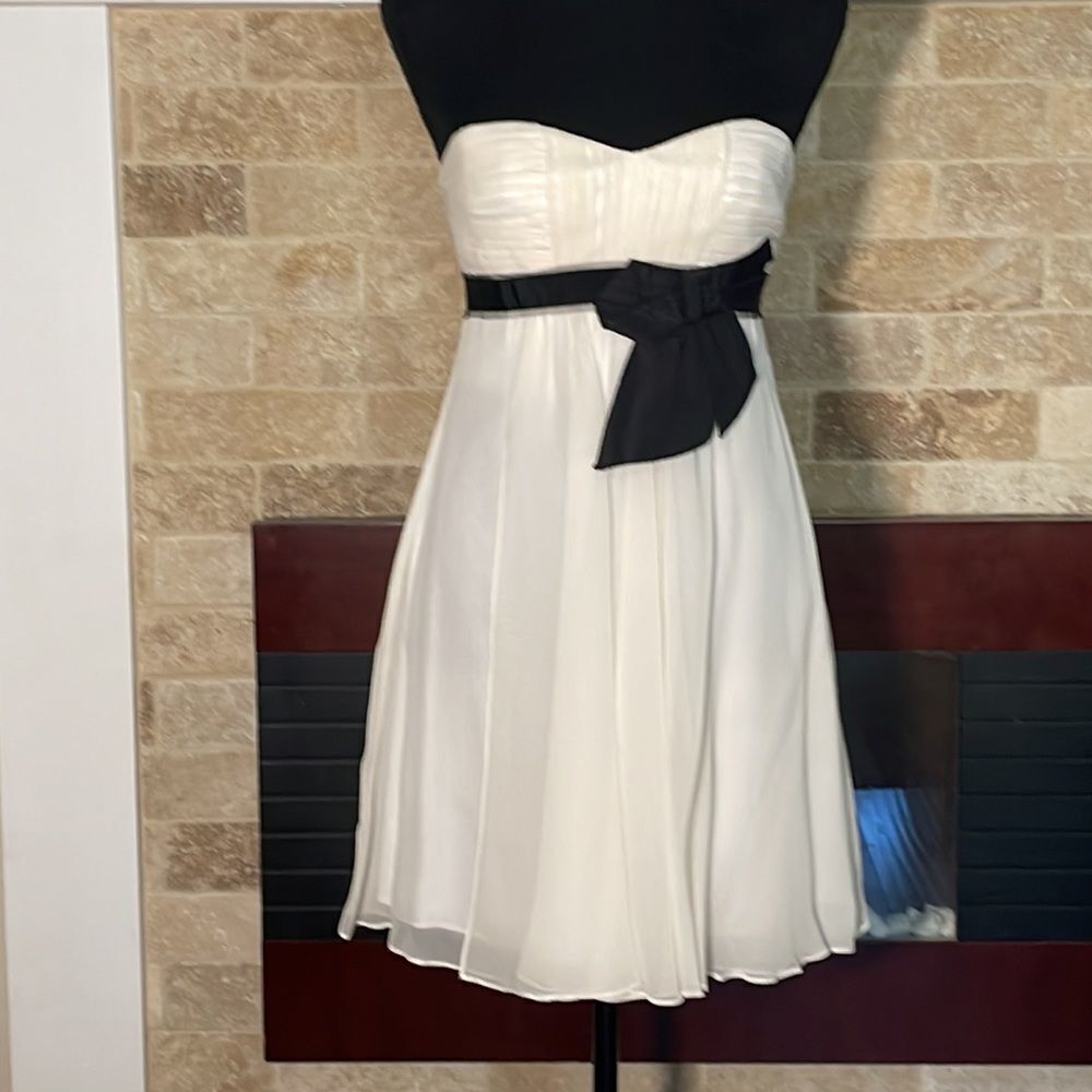 BCBGMaxAzaria white chiffon dress. NWT